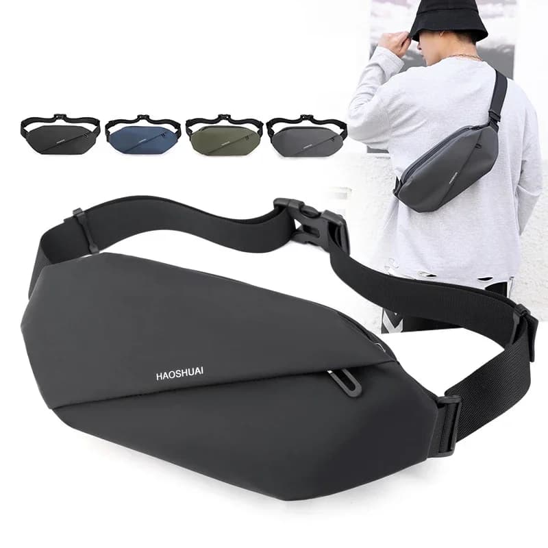 Men's Waist Bag Sport Reflective Travel Waterproof Nylon Men's Sling Cross Body Chest Bum Hip Rain Bag
