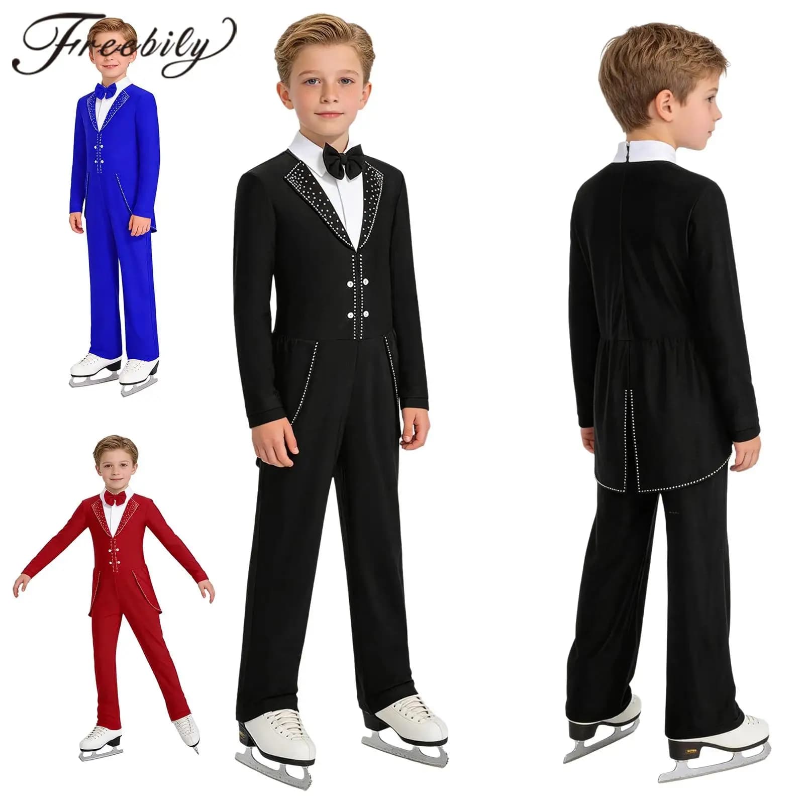 Costume da Pattinaggio Artistico per Bambini, Tuta da Ginnastica, Abito da Ballo per Bambini, Costume da Gentiluomo per Feste, Smoking per Ragazzi