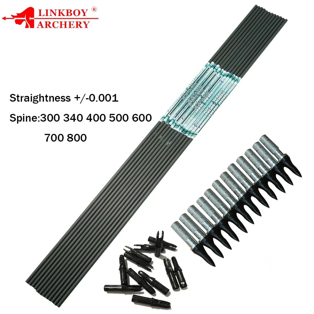 12 pz 0.001 Frecce Tiro Con L'arco Albero ID6.2MM Spine 300 340 400 500 600 700 800 Arco Composto Caccia Tiro