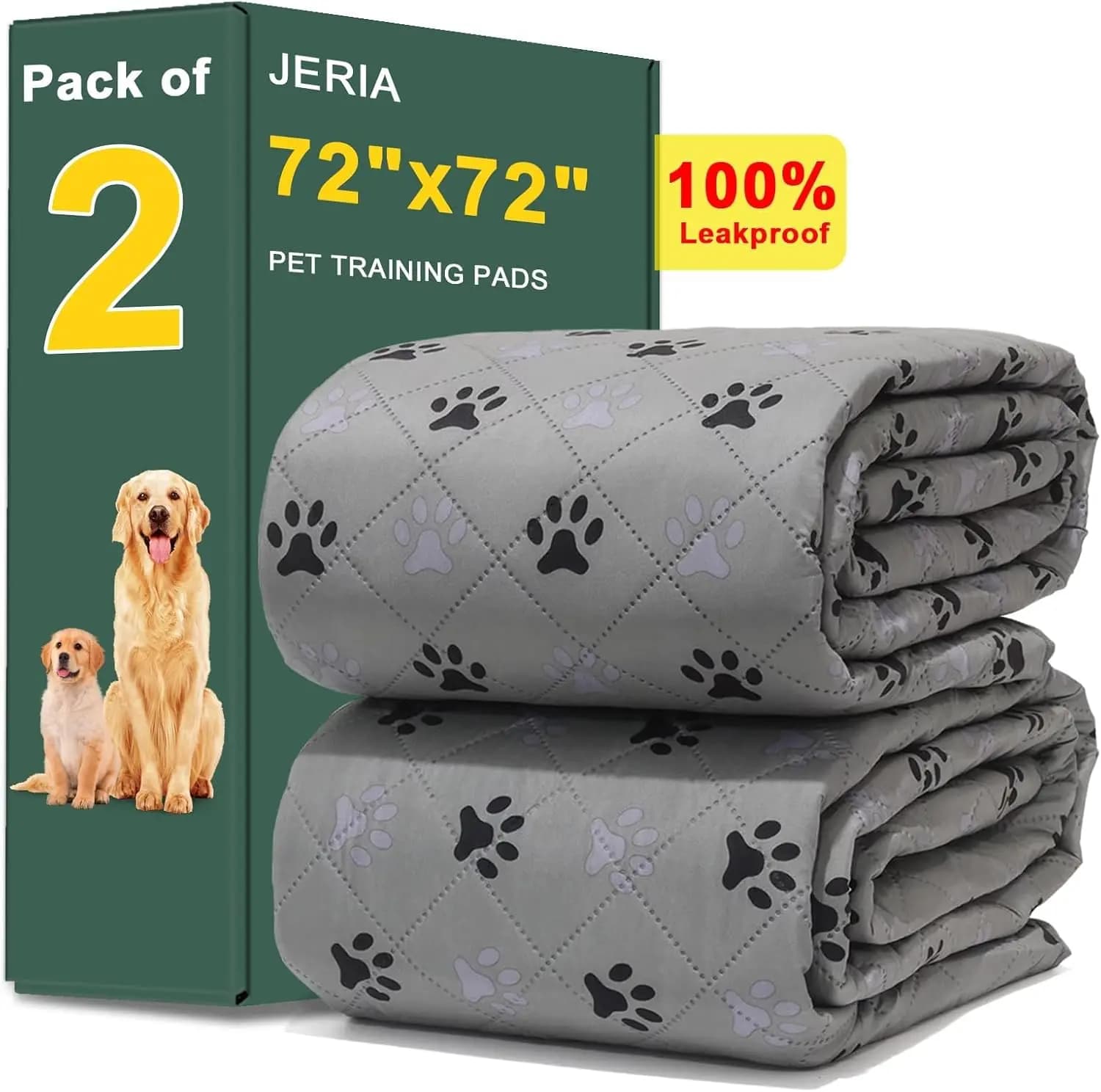Confezione da 2 Tappetini Lavabili per Cani 72x72 Pollici, Tappetini Antiscivolo Impermeabili per Addestramento Cuccioli, Letto, Divano