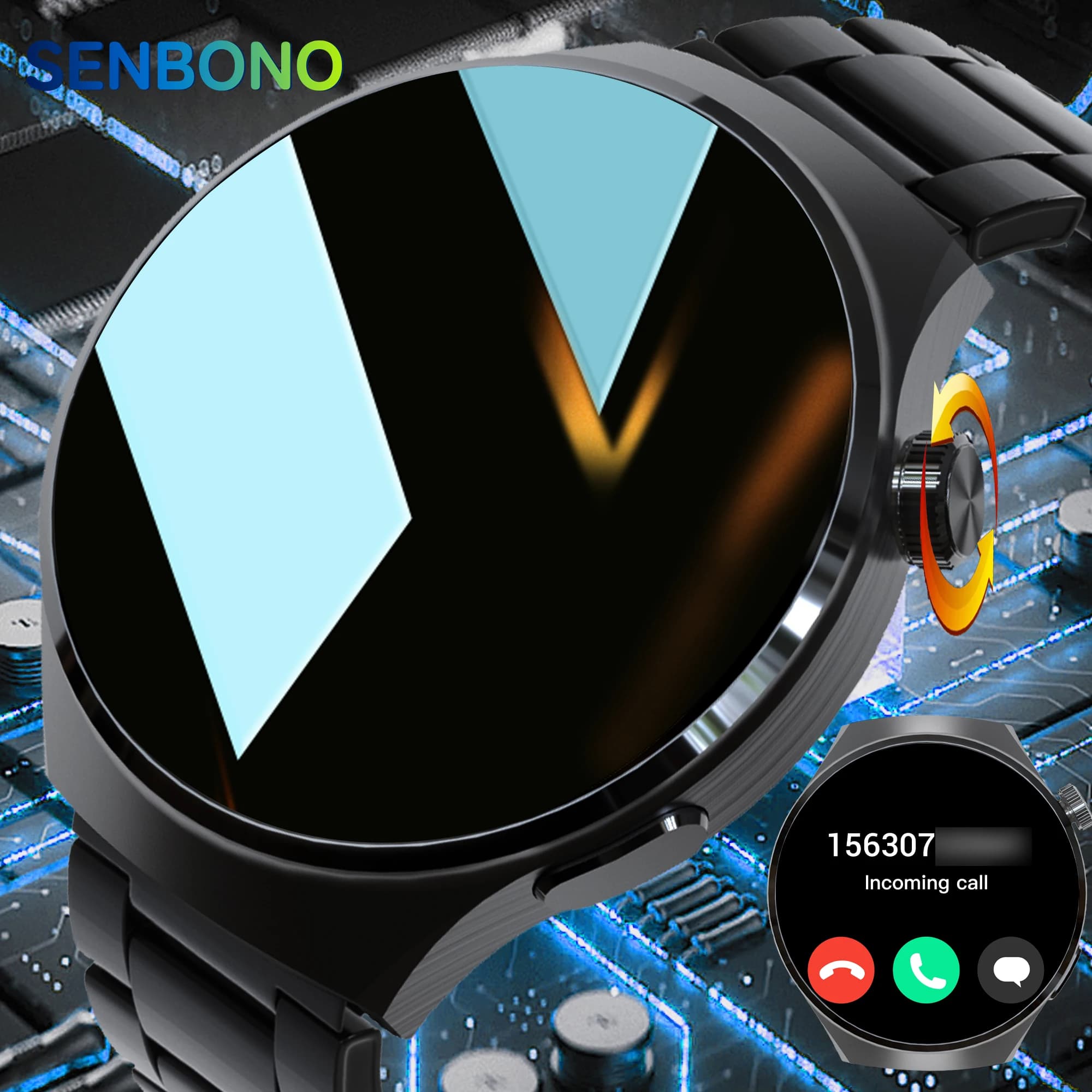 SENBONO New Men Smart Watch rispondi/effettua chiamate schermo HD quadranti personalizzati Fitness Tracker 100 + modalità sportive Smartwatch per Android IOS