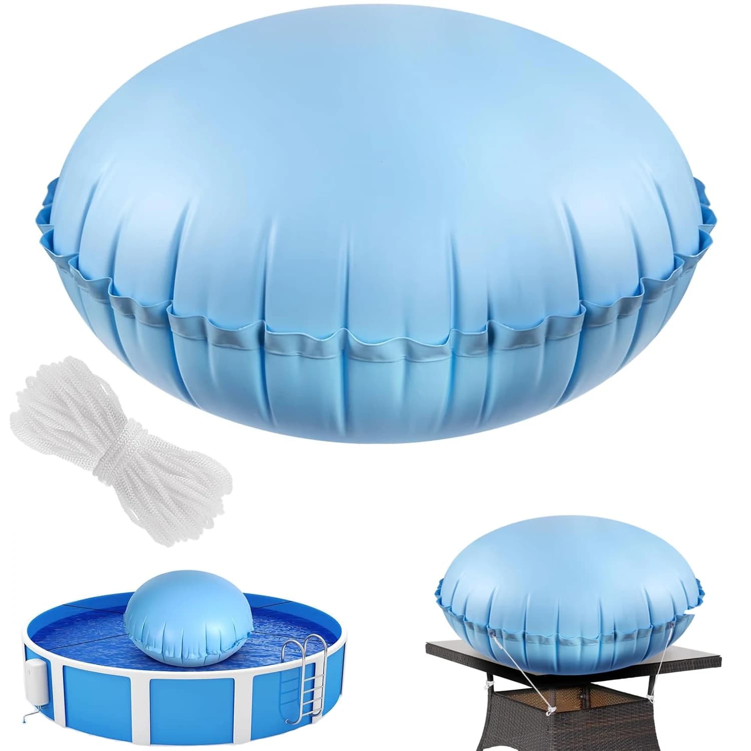 Cuscini per piscina per piscine fuori terra, cuscini per piscina per chiudere l'inverno, kit di cuscini per copertura per piscina ad aria rotonda da 4 piedi per l'inverno