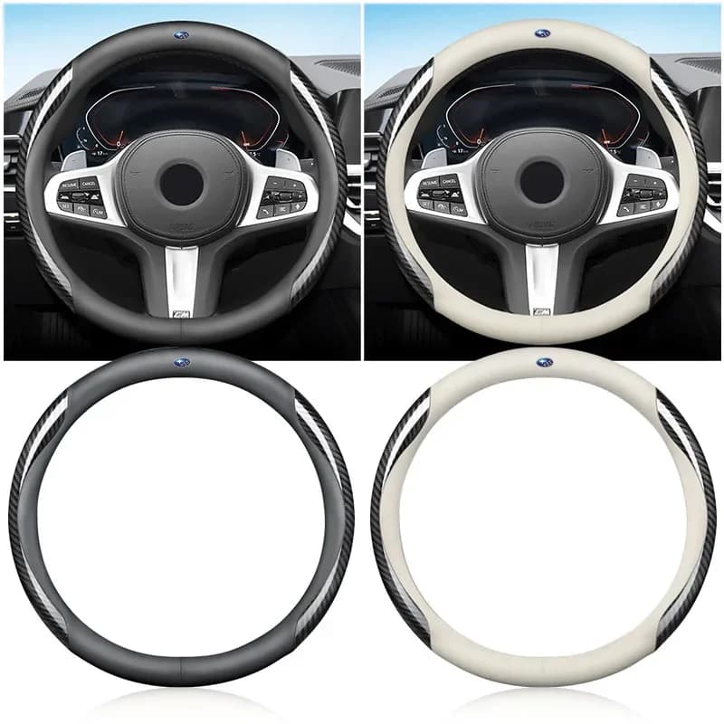 Carbon Fiber and Scamosciata Leather Steering Wheel Covers for Subaru Forester, Impreza, Outback, Legacy, Tribeca, WRC, XV