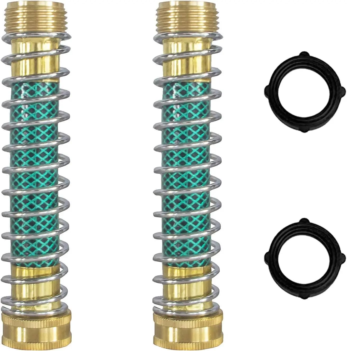 Garden Hose Protector with Coil Spring Extension Adapter Set of Two