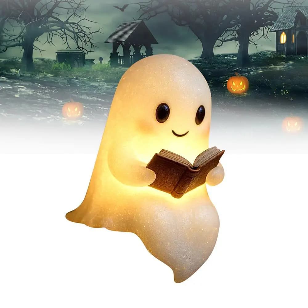 Nuova lampada da lettura per libri fantasma carino Lampada da lettura fantasma carina LED Regalo di ornamento artigianale di Halloween