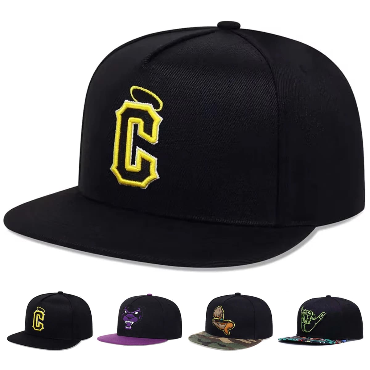 Cappelli hip-hop unisex con ricamo Angel Halo Lettera C Berretti da baseball casual regolabili per esterni Cappello per protezione solare Berretto sportivo