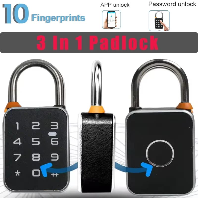 Lucchetto intelligente Tuya APP + impronta digitale + password 3 in 1 serratura biometrica elettrica IP65 mini serrature intelligenti senza chiave lucchetti antifurto
