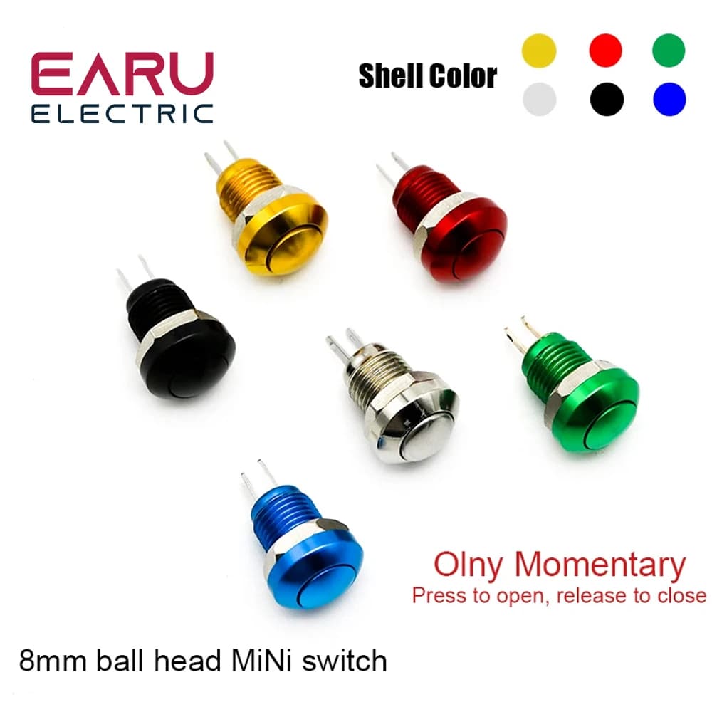 1pc 8mm momentaneo corno di metallo campanello campanello interruttore a pulsante impermeabile Auto motore PC avviamento di alimentazione rosso blu verde