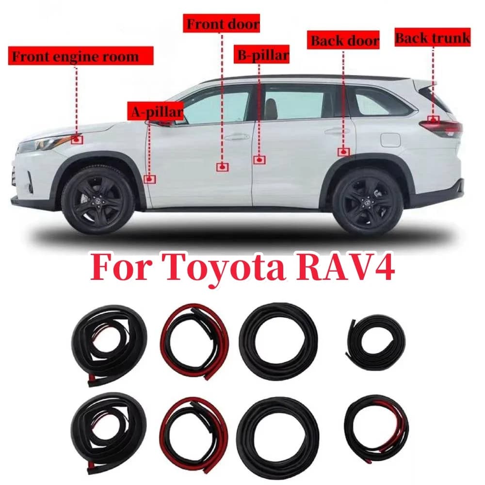 10 pz Guarnizione Porta Kit Insonorizzato per Toyota RAV4 2020-2024 Gomma Meteo Tiro Striscia di Tenuta Vento Rumore Kit Tronco Anteriore copertura striscia