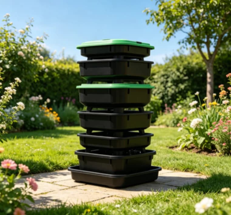 Multi-layer earthworm breeding tower, household composting bin, for making homemade earthworm organic fertilizer