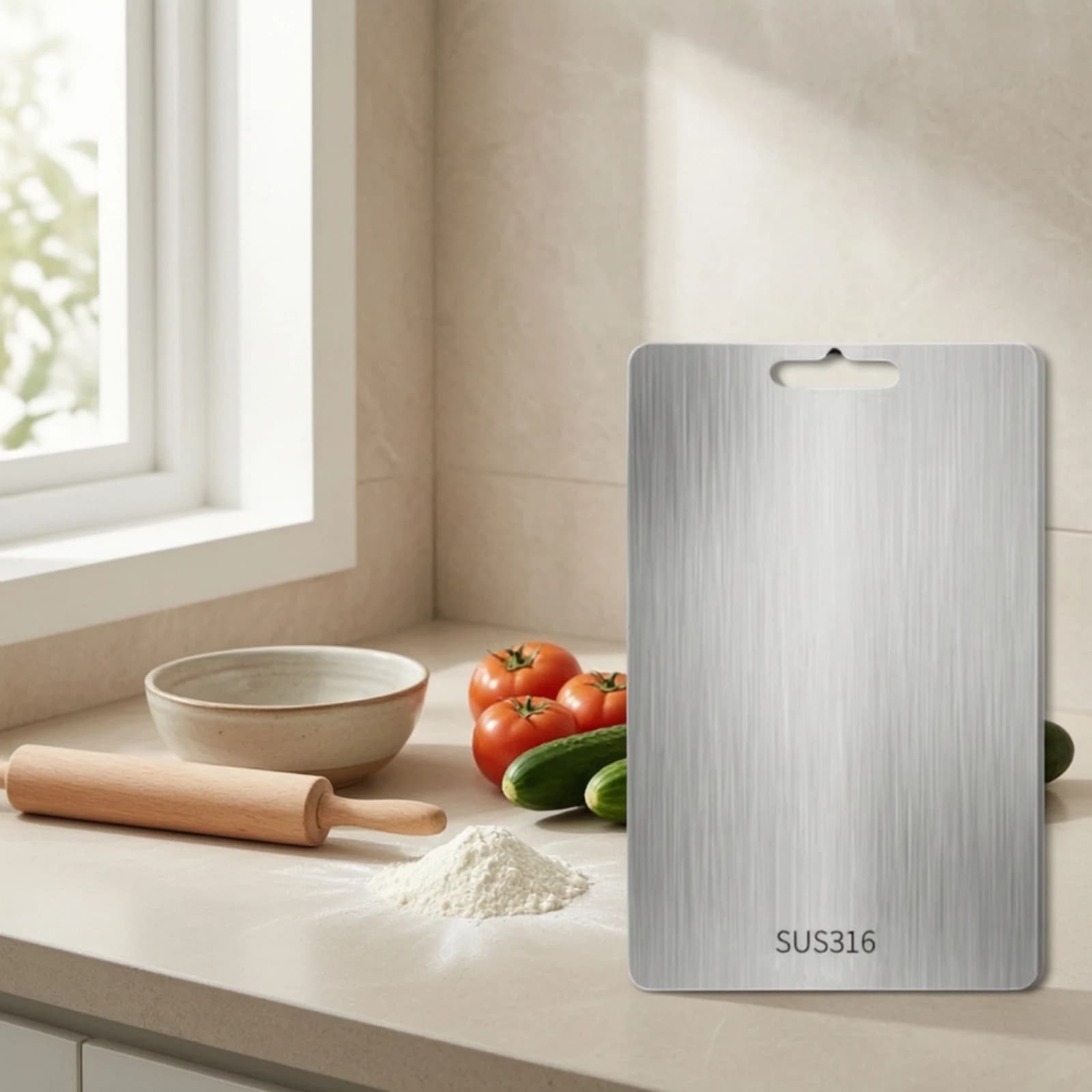 Stainless Steel Cutting Board Double-Sided Metal Cutting Board Large Thickened for Home Cooks, Kitchen