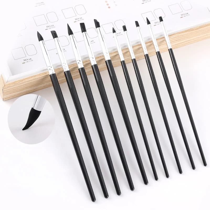 5Pcs Dental Silicone Brush Pens Resin Shaping Tools For Composite Restoration Porcelain And Nail Art