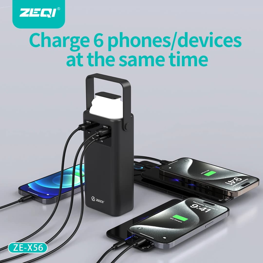 30000mAh Power Bank Built-in Cables PD20W 22.5W Fast Charge Digital Display Portable Powerbank With LED Emergency Light