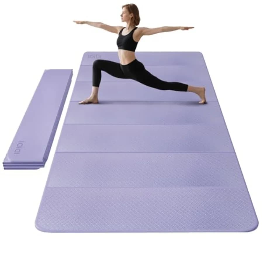 Foldable Yoga Mat for Gym, Studio, Travel, Home Parent-Child Use: Extra Thick 10mm PVC, Black/Gray, Double-Sided Non-Slip Light