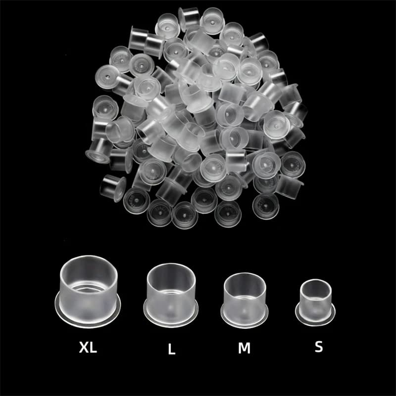 JC TATTOO 100 pcs Tattoo Ink Caps for Use And Drop S/M/L/XL Tattoo Ink Cups With Plastic Pigment Transparent Container For Permanent Makeup