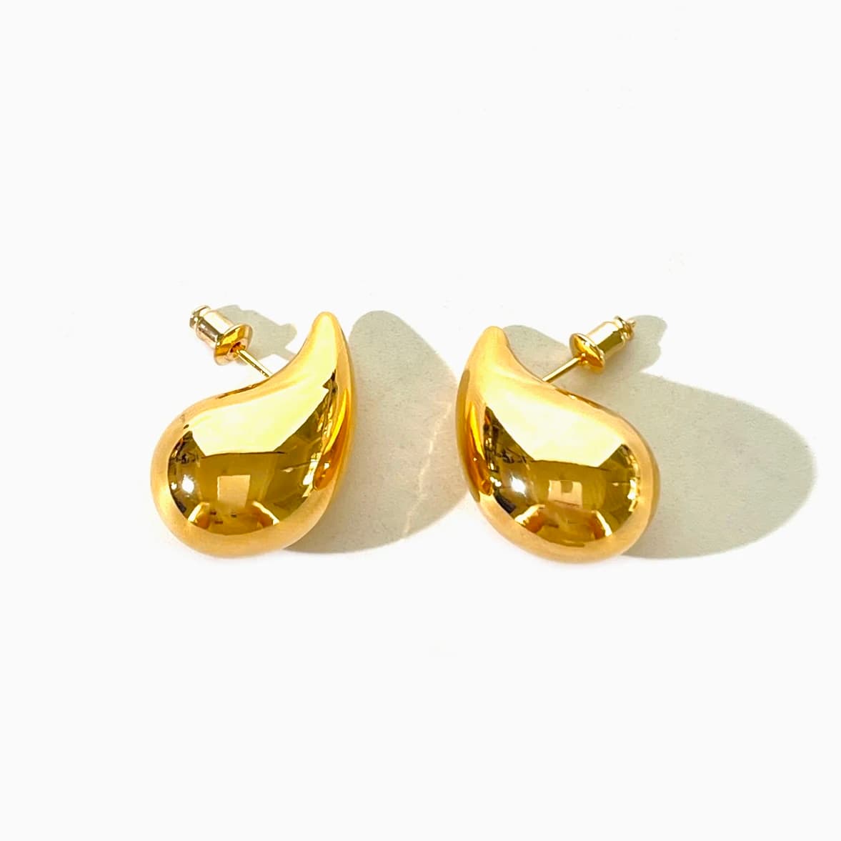 CCCB gold plated drop button earrings for women Statement Chunky Dome Teardrop Kylie Jenner earrings