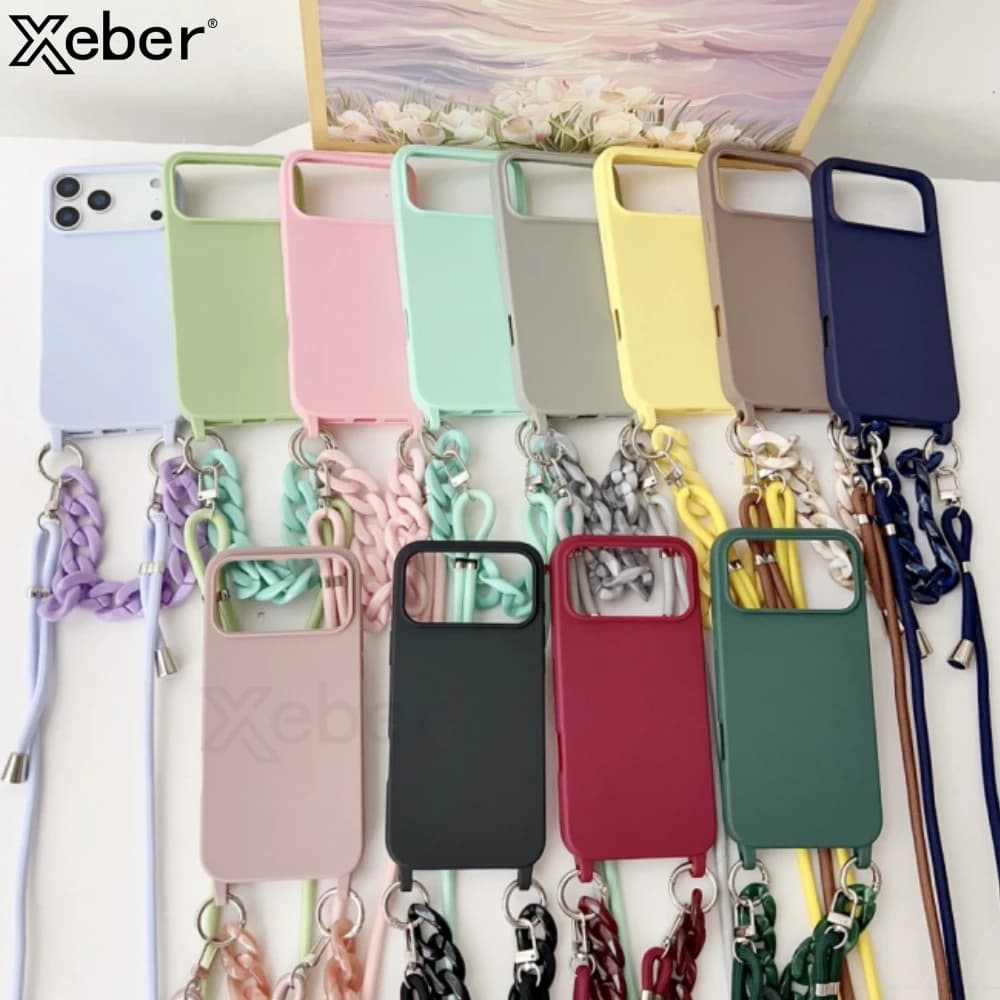Opaque soft case with acrylic bracelet with shoulder strap for iPhone 12 13 14 15 16 17 Pro Max Plus Liquid silicone shock cover