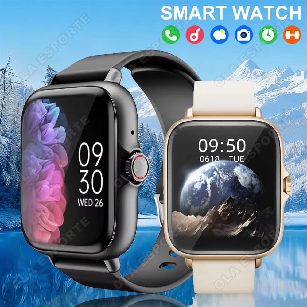 Smartwatch 2026 with Wireless Call, Waterproof, Fitness Monitoring, Message Notifications, Cardiac Frequency, Blood Oxygen for iOS Android Man Woman