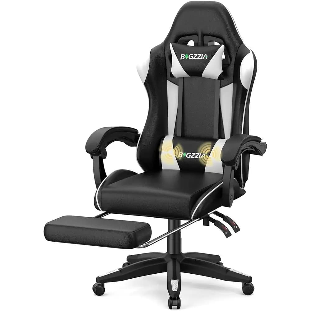 Sedia da Gaming Ergonomica Girevole con Supporto Lombare e Altezza Regolabile, Ideale per Gaming o Ufficio (Bianca)