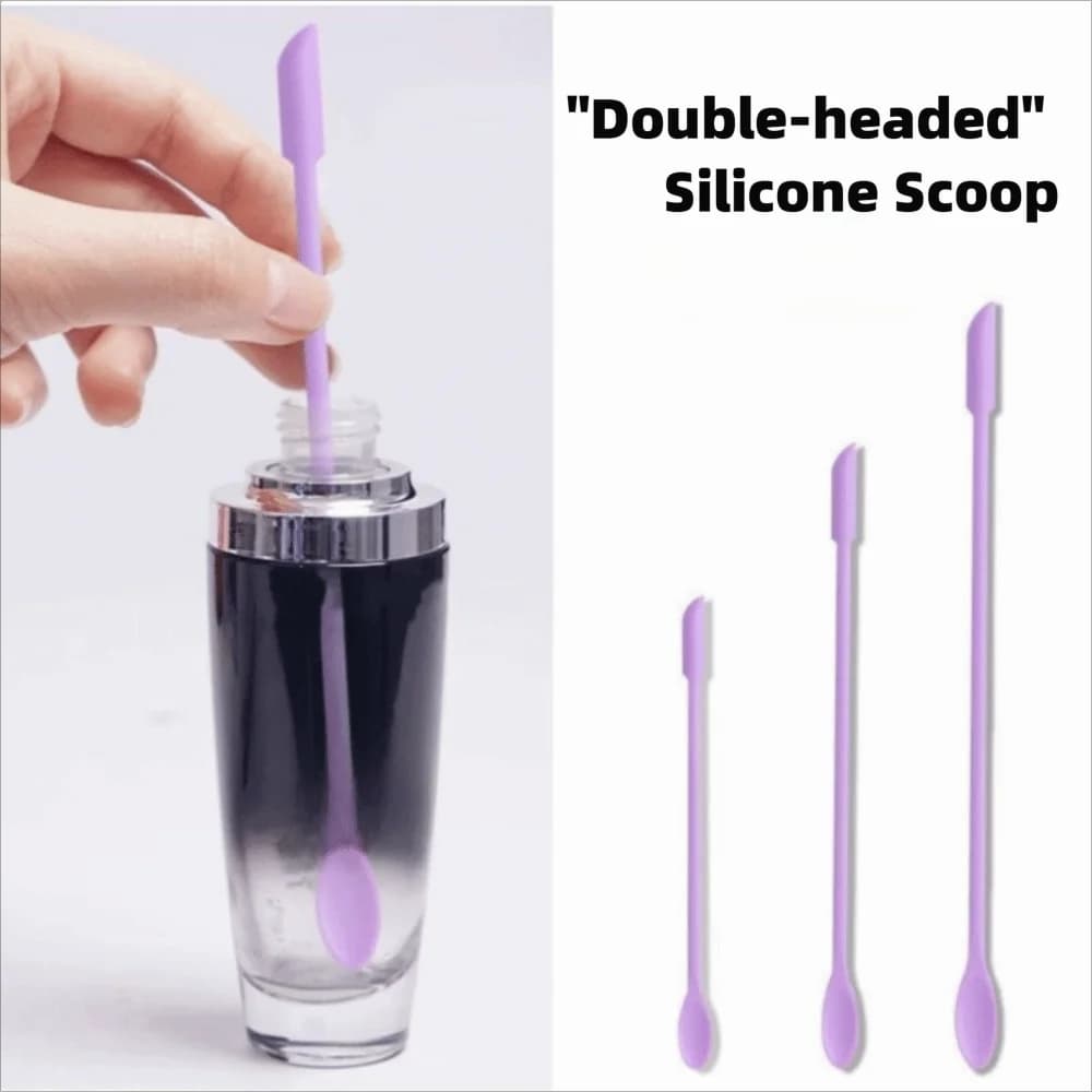 Set di 3 Mini Spatole in Silicone Portatili a Doppia Testa Allungata, Pennello per Maschera Viso, Cucchiaio Morbido per Cosmetici, Set di Pennelli per Trucco