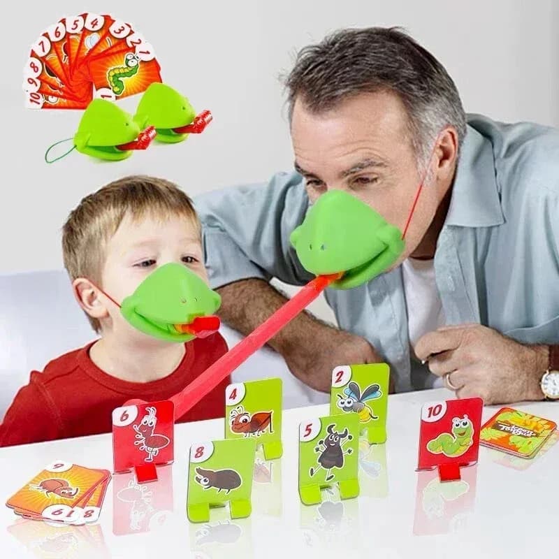 Giochi da tavolo per bambini Giocattoli per feste in famiglia Maschera di rana Scodinzolante la lingua Leccare Carte Antistress Divertenti giochi di puzzle da tavolo Giocattoli