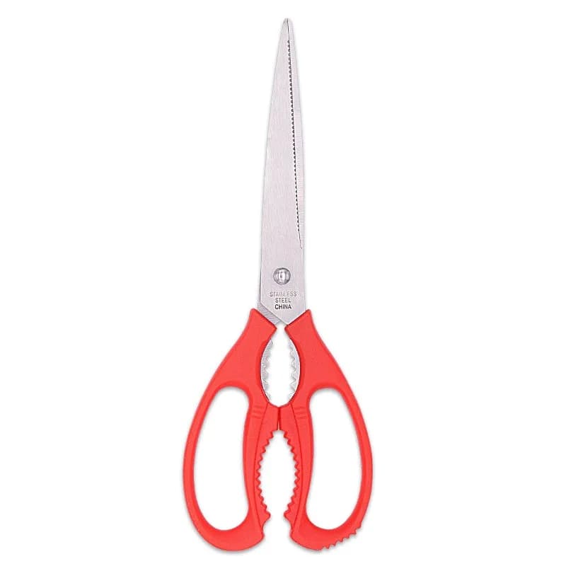 Stainless steel kitchen scissors, multipurpose barbecue scissors for domestic and commercial use, Korean barbecue scissors in walnut
