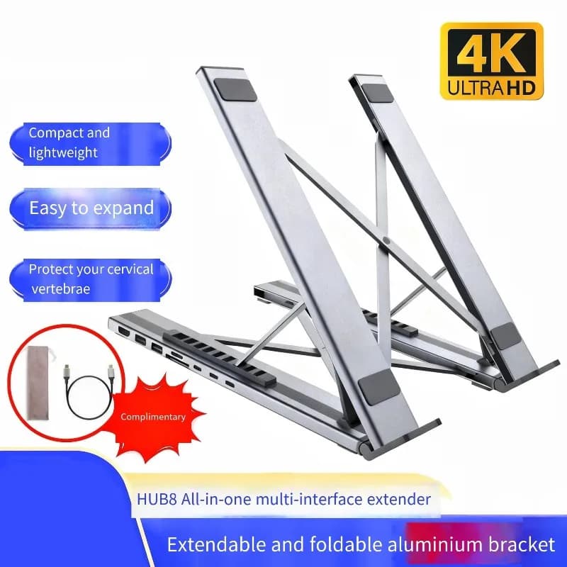 Docking Station Classica Portatile Pieghevole con Supporto per Laptop Type-C, Hub USB da Scrivania per Cellulari e Tablet - Multi-Regione