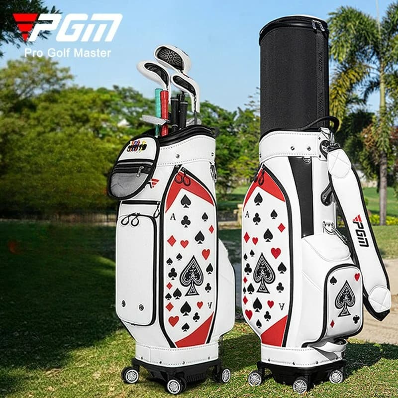 Sacca da golf PGM Berretto da baseball regolabile ricamato da uomo e sacca da golf Sacca per palline a quattro ruote per aereo omnidirezionale QB193