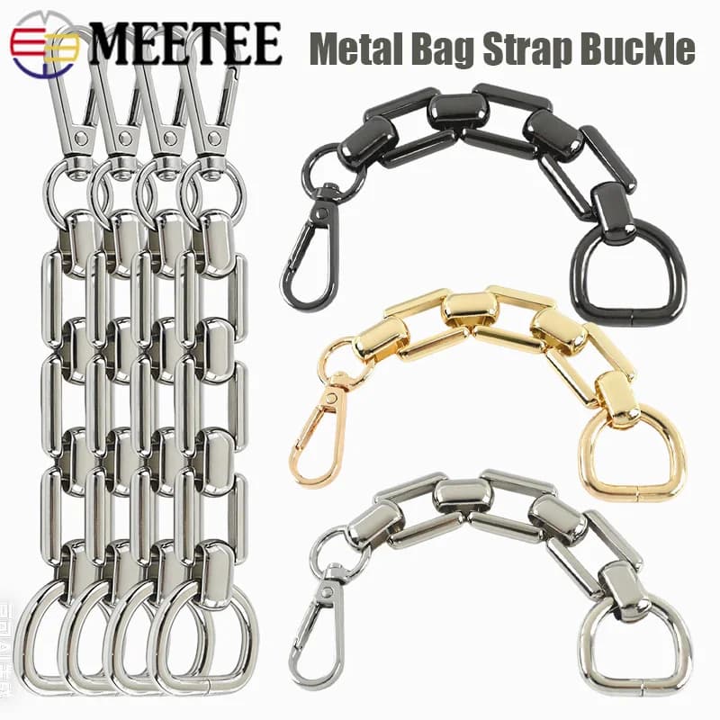 1/2/5 Pezzi Catena di Estensione in Metallo 18cm con Anello a D, Catene per Tasche, Chiusura Regolabile, Tracolla, Manico, Fibbia, Accessori per Borse