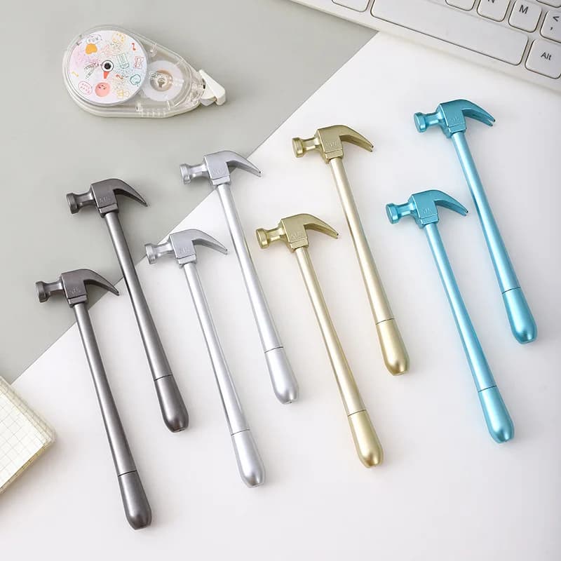 1/4 Pcs Metallic Hammer Tools Stationery Creative Gel Pen Simulation School Office Supply Cute Kawaii Funny Gift Prize