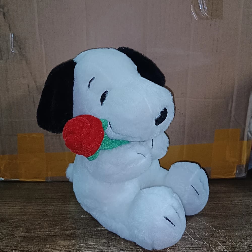 Nuovo Peluche Cartoon Snoopy, Simpatico Peluche Snoopy con Rosa e Cuore, Cuscino Decorativo per Divano, Regalo di Compleanno