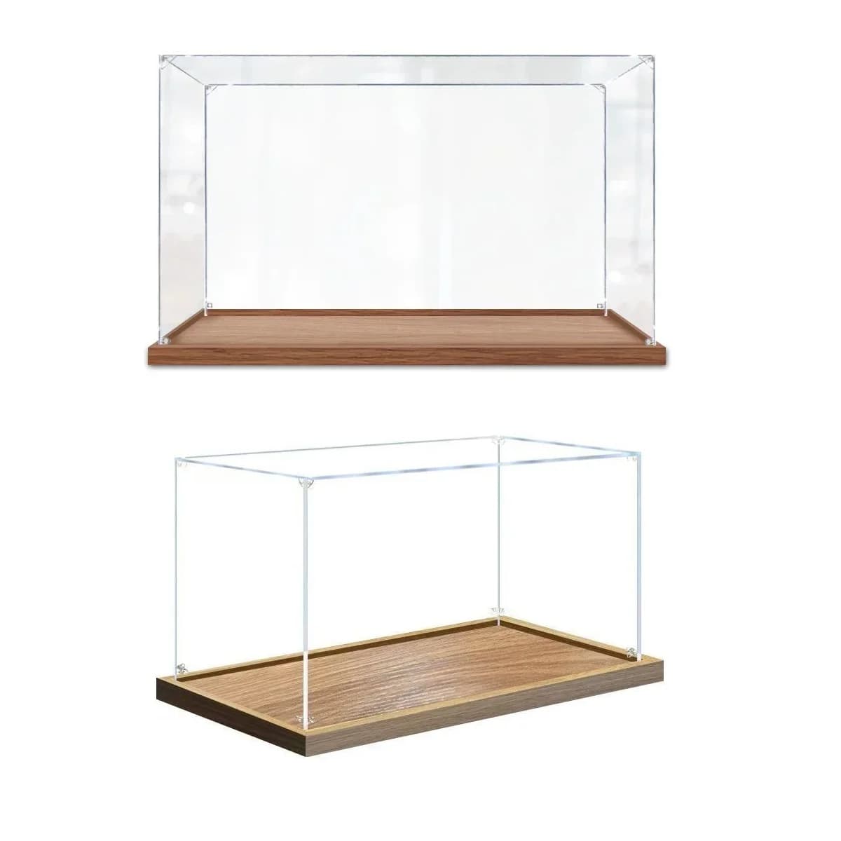 Handmade Doll Model Acrylic Display Box Transparent Storage Toy Blind Box with Black/Wooden Color Bottom for Collectibles