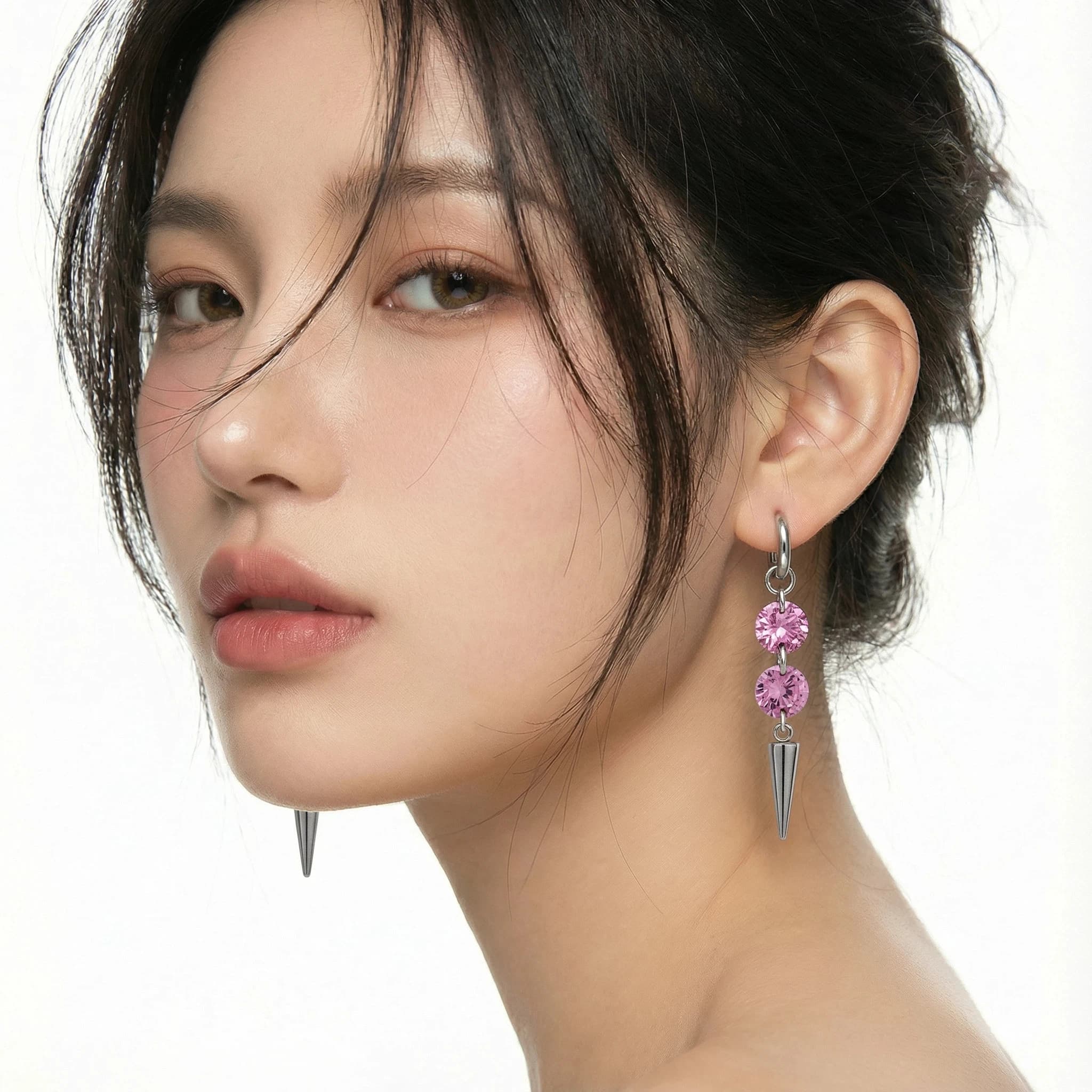 Shining Punk Long Earring Fashion Steel Goth Aesthetic Charm Circle Zircon Dangle Drop Earring Jewelry Y2K Accessories Gift
