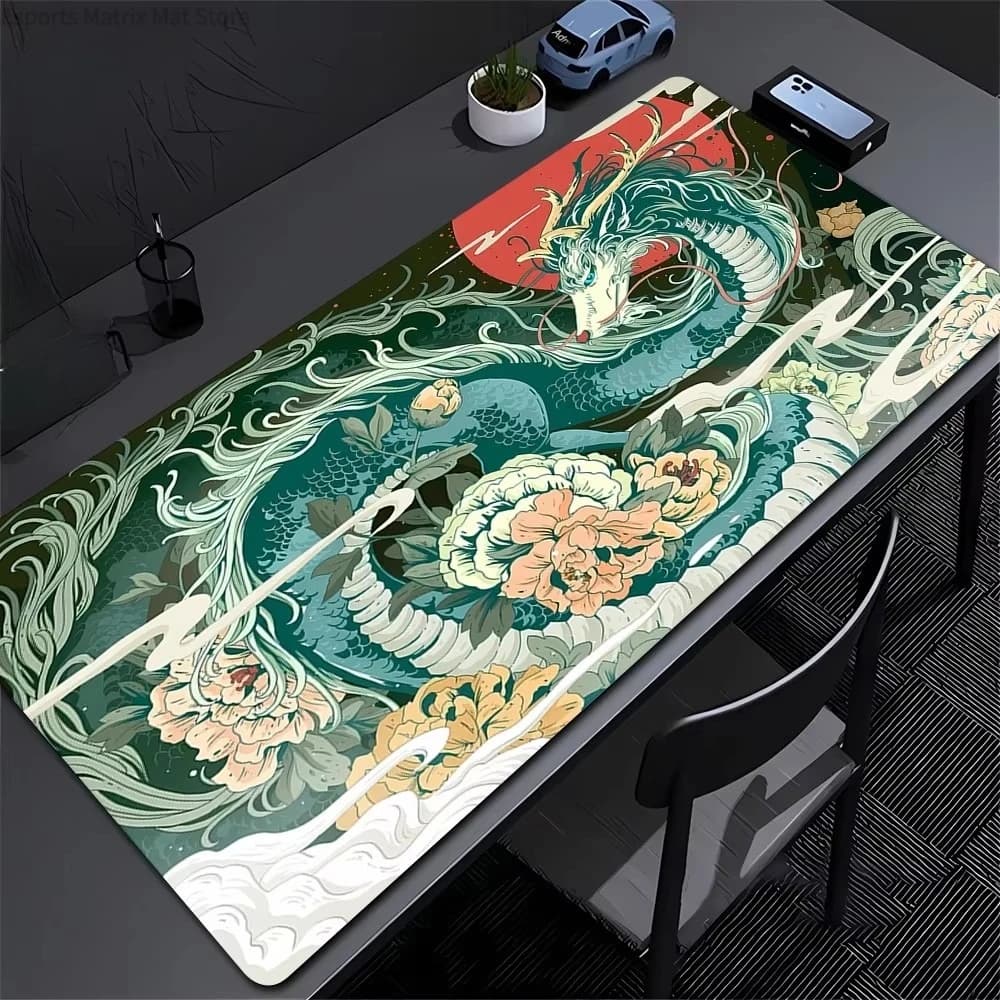 Tappetino per Mouse da Gaming con Creature Mitologiche, Grande Tappetino da Scrivania con Dragone e Polpo Fantastici per Giocatori