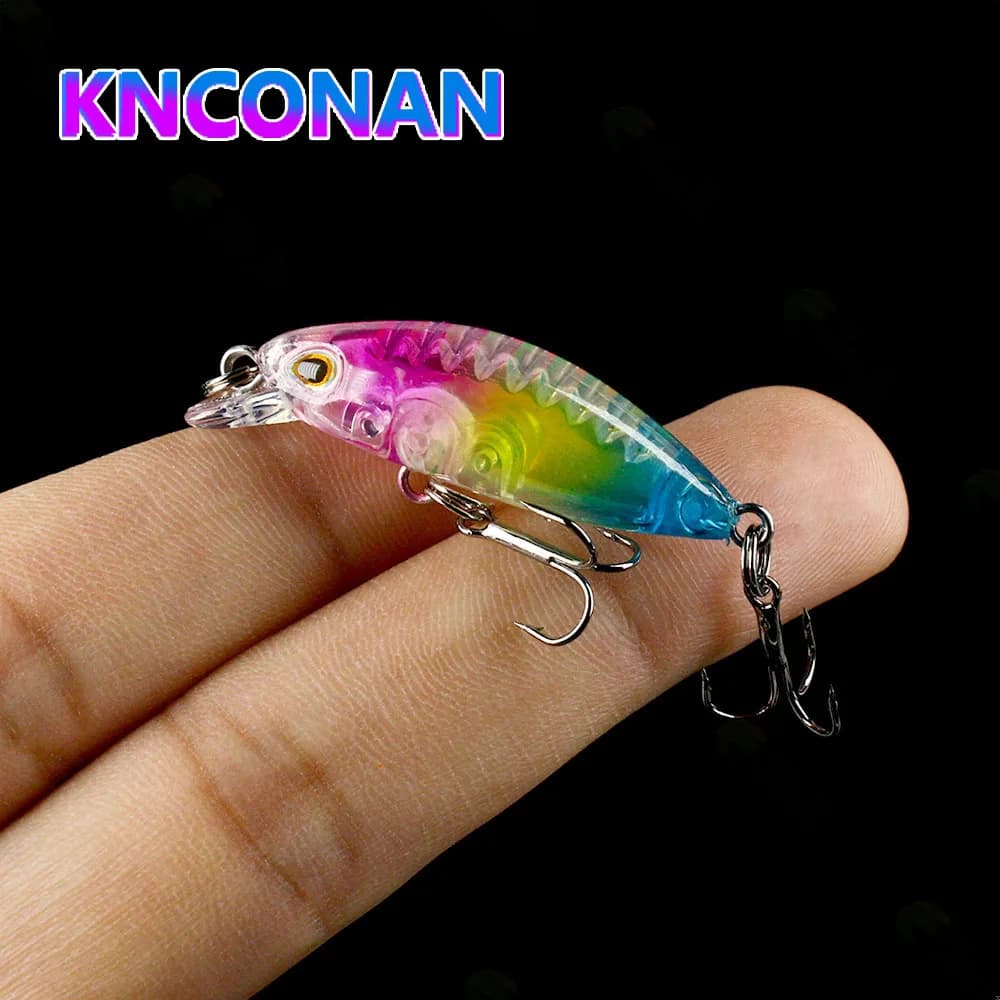 2Pc 40MM 2G Mini Minnow Esche da pesca Bionic Bass Pike Affondamento lento Esca Wobbler 3D Occhi di pesce Esca dura da pesca Manovella esche