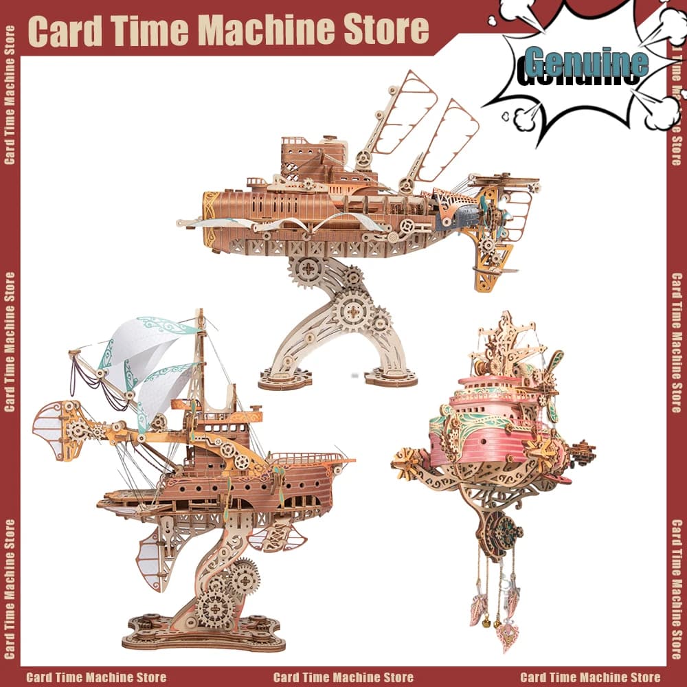 Come il gatto assembla fantastico modello di astronave Fantasy dirigibile modello in miniatura fai da te 3D puzzle in legno kit modello ornamento artigianale