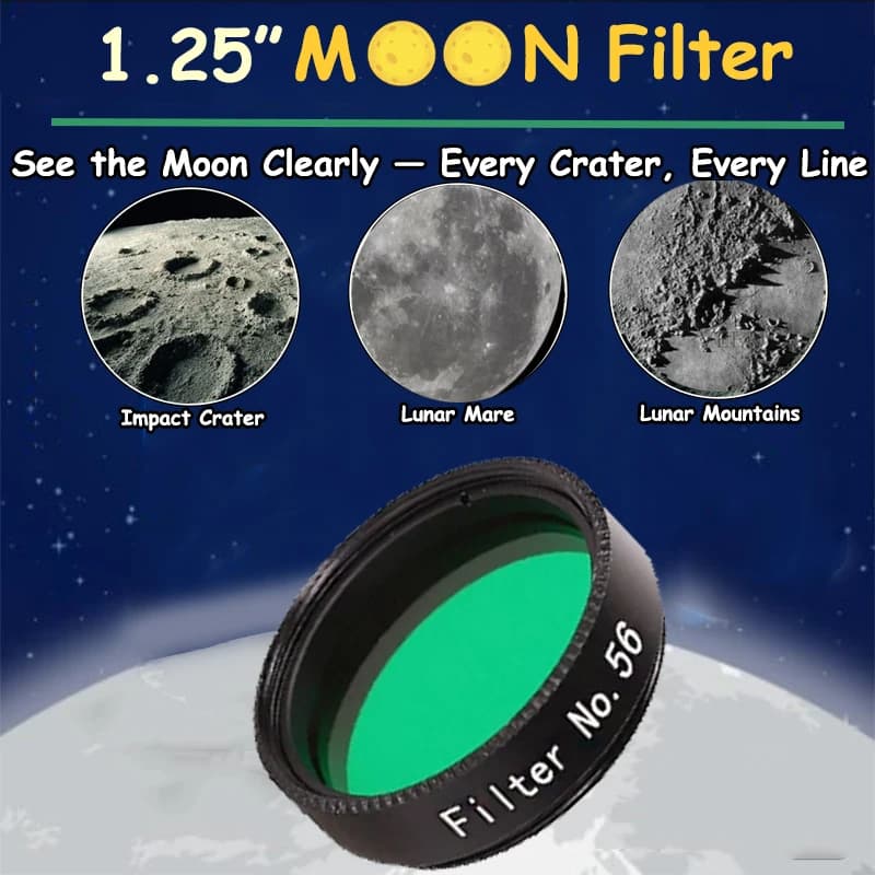Filtro luna verde da 1,25 "con filettatura metallica M28,6 * 0,6 mm Accessorio per oculare per telescopio astronomico per l'osservazione lunare e planetaria