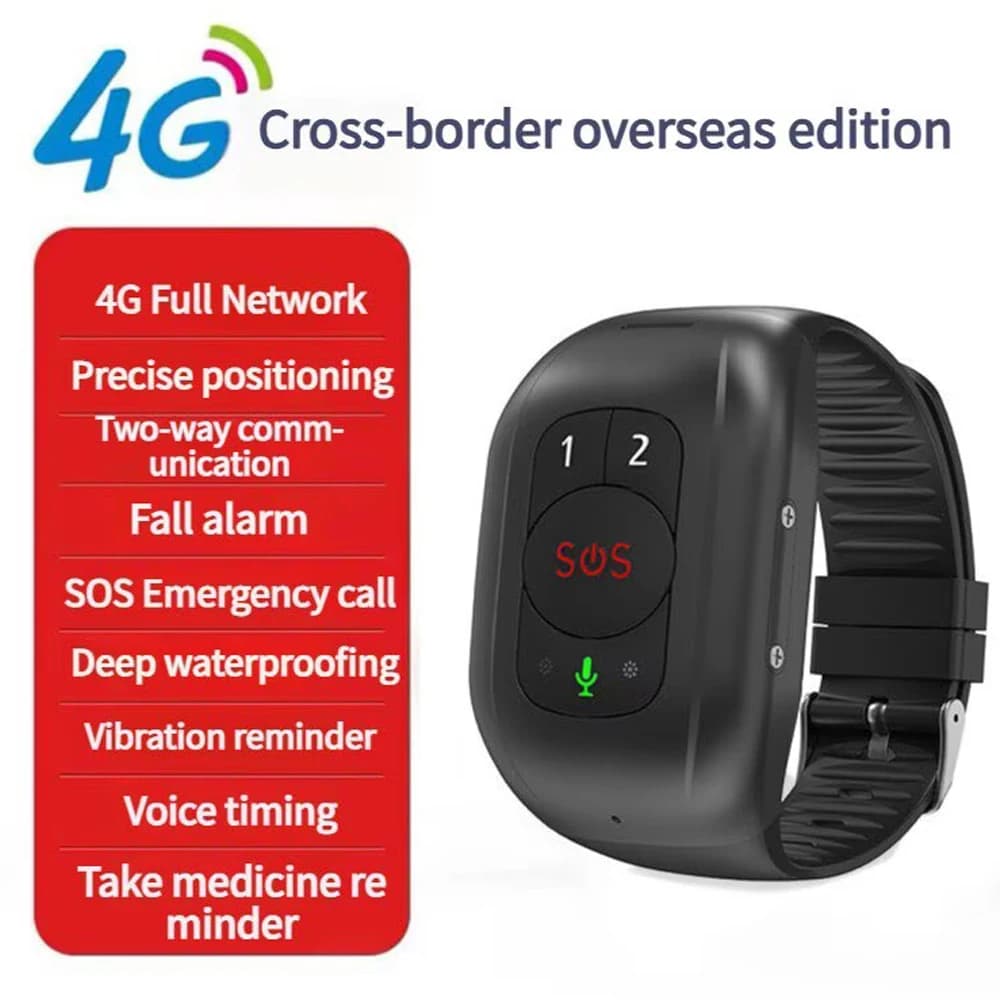 GPS Tracker 4G GSM V48 for Elders with SOS Bracelet, Emergency Alarm, Cardiacal Frequency Monitoring and Blood Pressure, Waterproof IP67