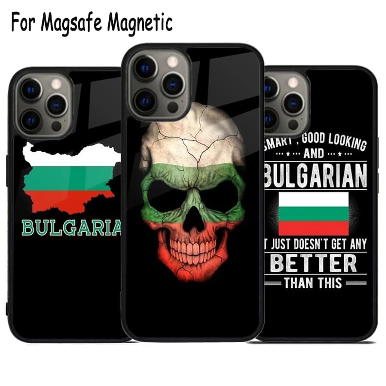 Custodia per telefono con mappa della Bulgaria e bandiera, ricarica wireless, per iPhone 17 Air 15 16e 14 13 11 12 Pro Max Plus, cover magnetica Magsafe