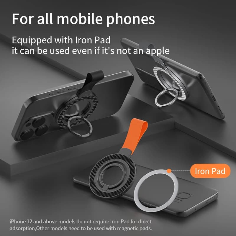Supporto magnetico per anello per telefono cellulare in metallo per iPhon12 13 14 15 16 serie per cavalletto per impugnatura per telefono MagSafe per Huawei Xiaomi Samsung