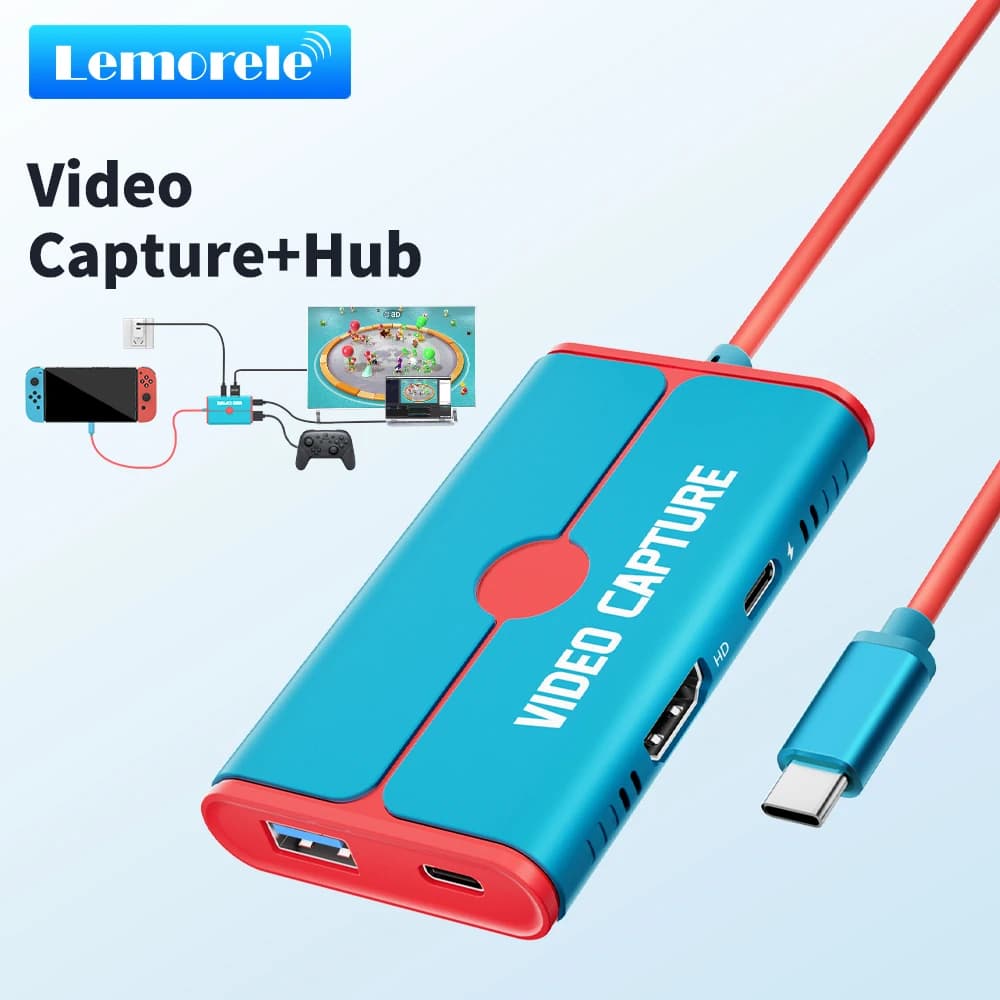 Lemorele Video Capture Card Switch Dock per Nintendo Switch/OLED USB C a adattatore cavo compatibile HDMI 1080 p60hz 100W PD
