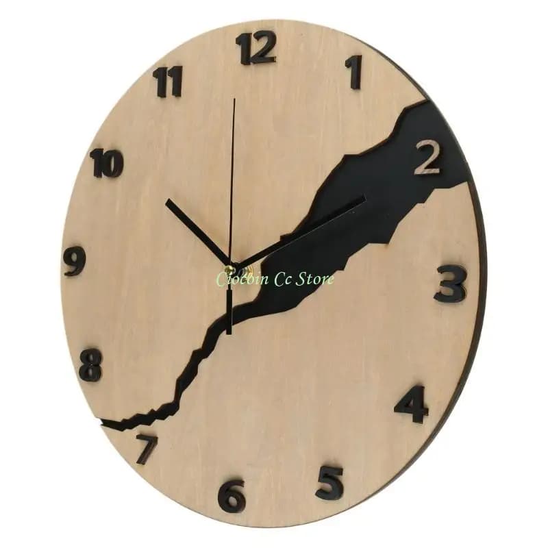 Wooden wall clock with X90F quartz movement with aesthetic hanging watch with unique acrylic pattern for