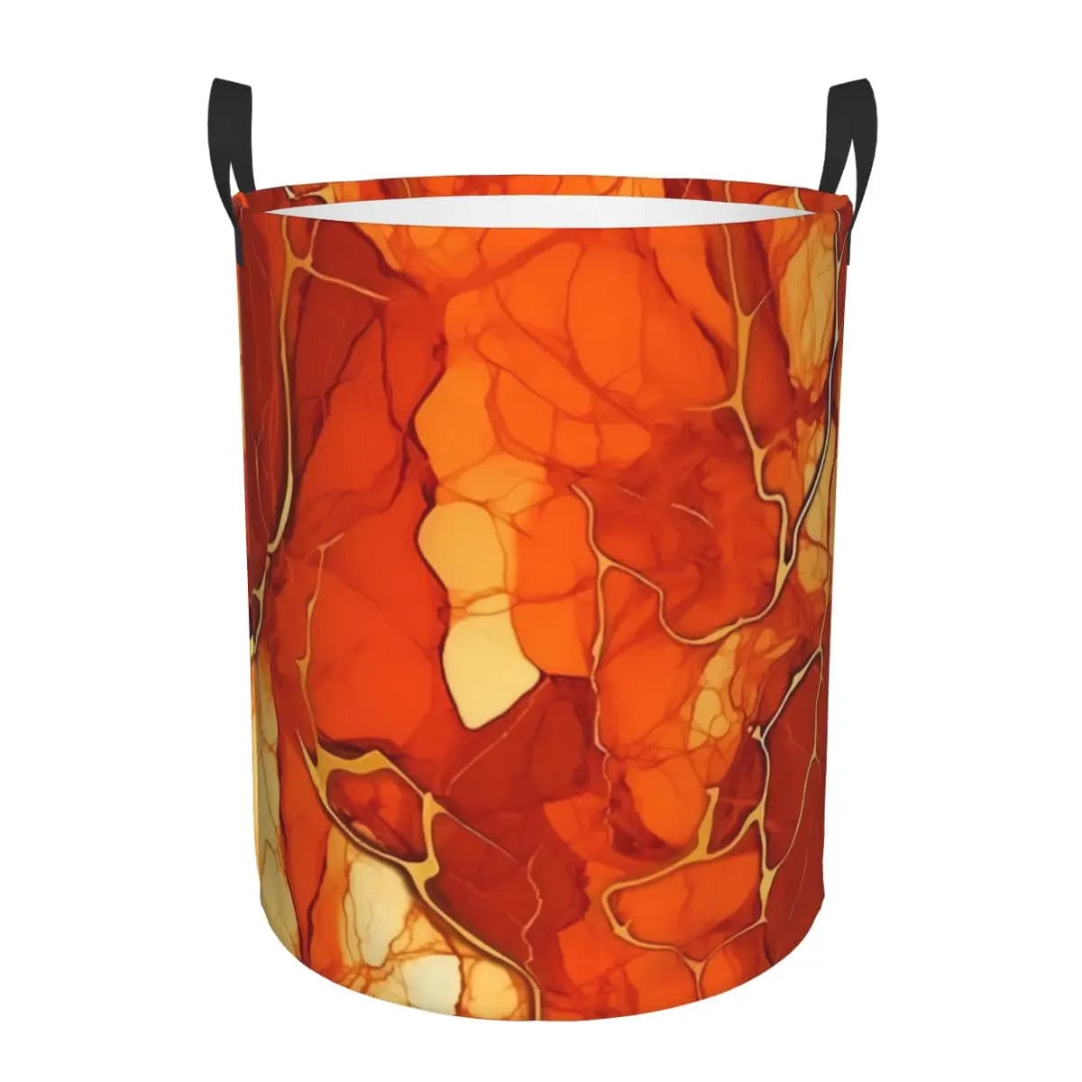 Elegant Custom Foldable Wooden Basket in Orange Marble for Kids Toy Bag