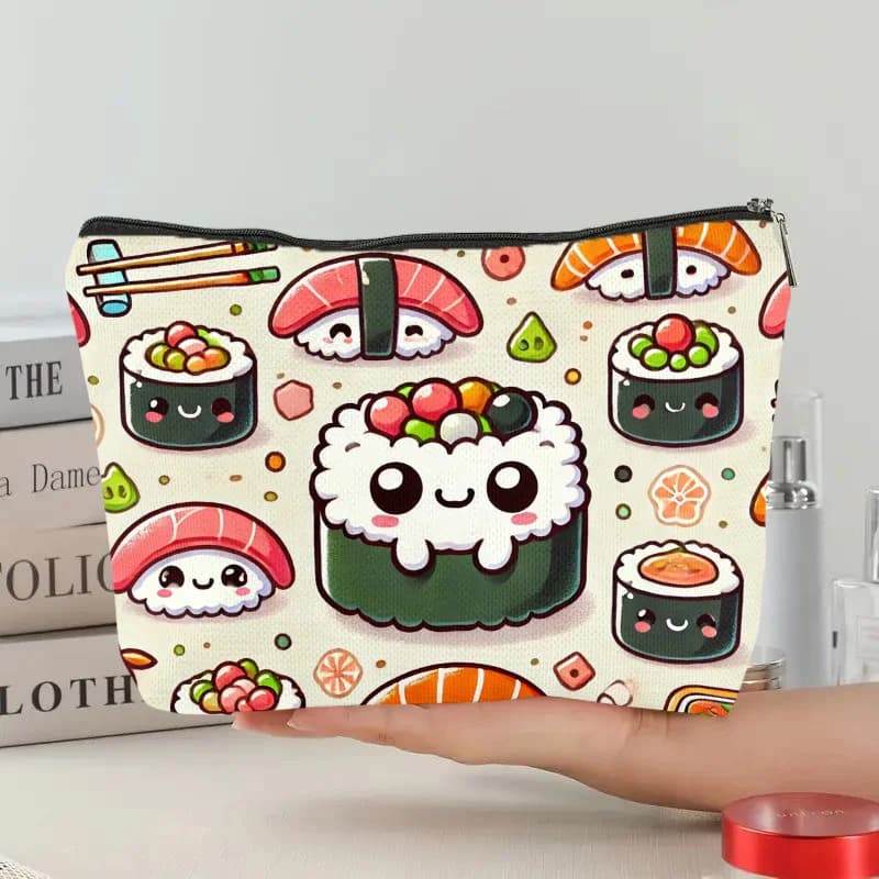 A nice sushi makeup bag: a beautiful multifunctional case with zipper for woman, a bag to store jewelry