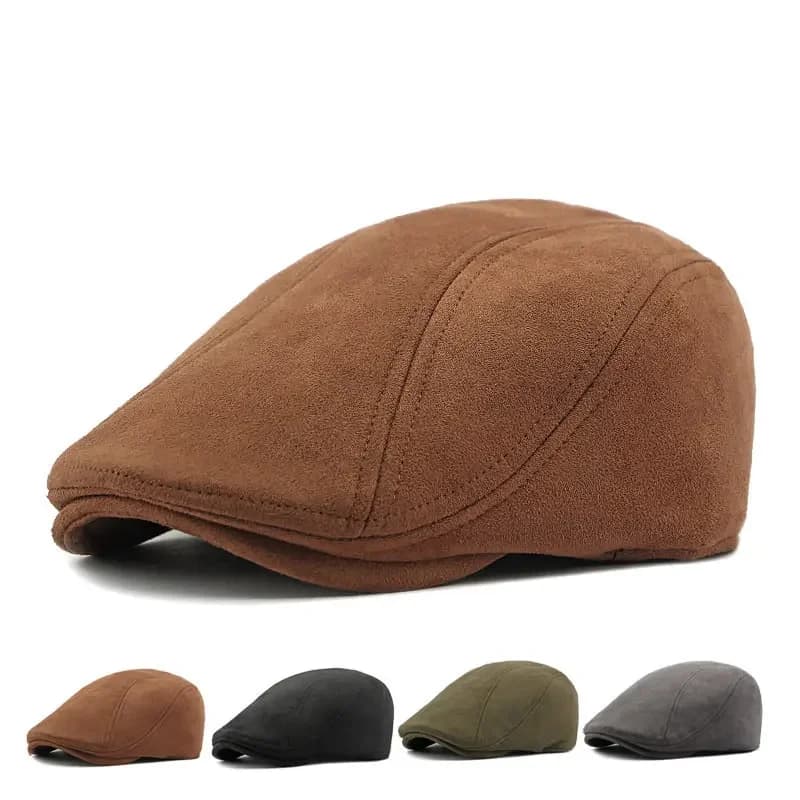 Autumn and Winter Polyester Solid Warm Newsboy Caps Flat Cap Men and Women Painter Beret Hats 190