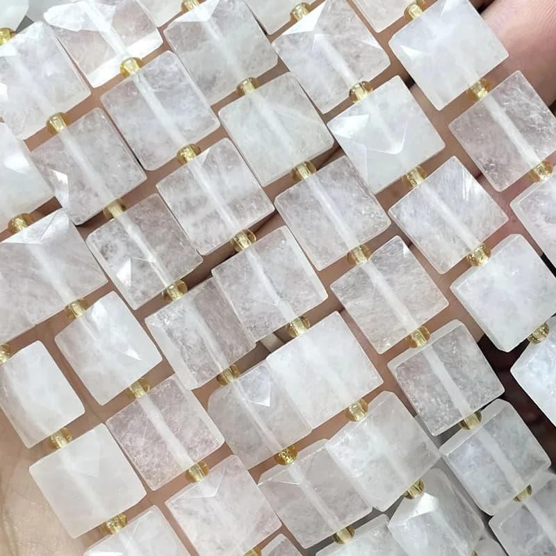 10MM Natural Stone Faceted Square White Crystal Spacer Beads For Jewelry Making Diy Bracelet Necklace Charms Accessories