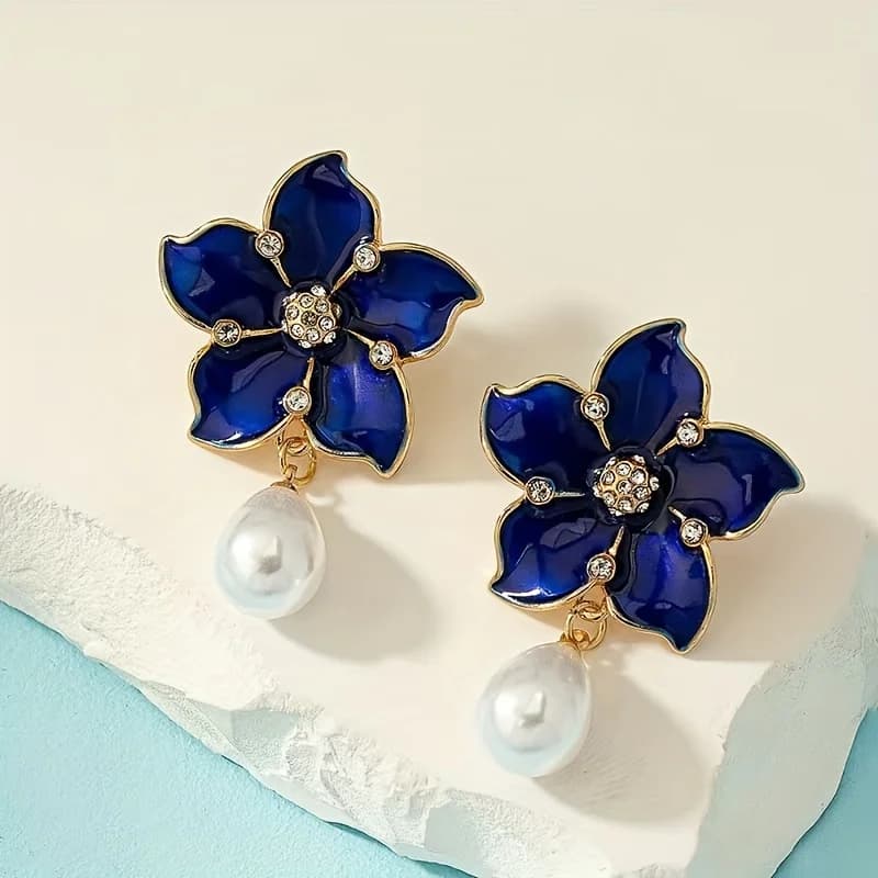 1 pair of earrings flower imitation pearl earrings women's elegant exquisite banquet daily wear gorgeous retro