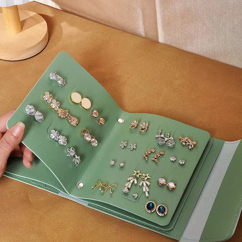 1PC Borsa portaoggetti in pelle PU per orecchini, organizer multistrato per gioielli, tipo libro, per orecchini e anelli