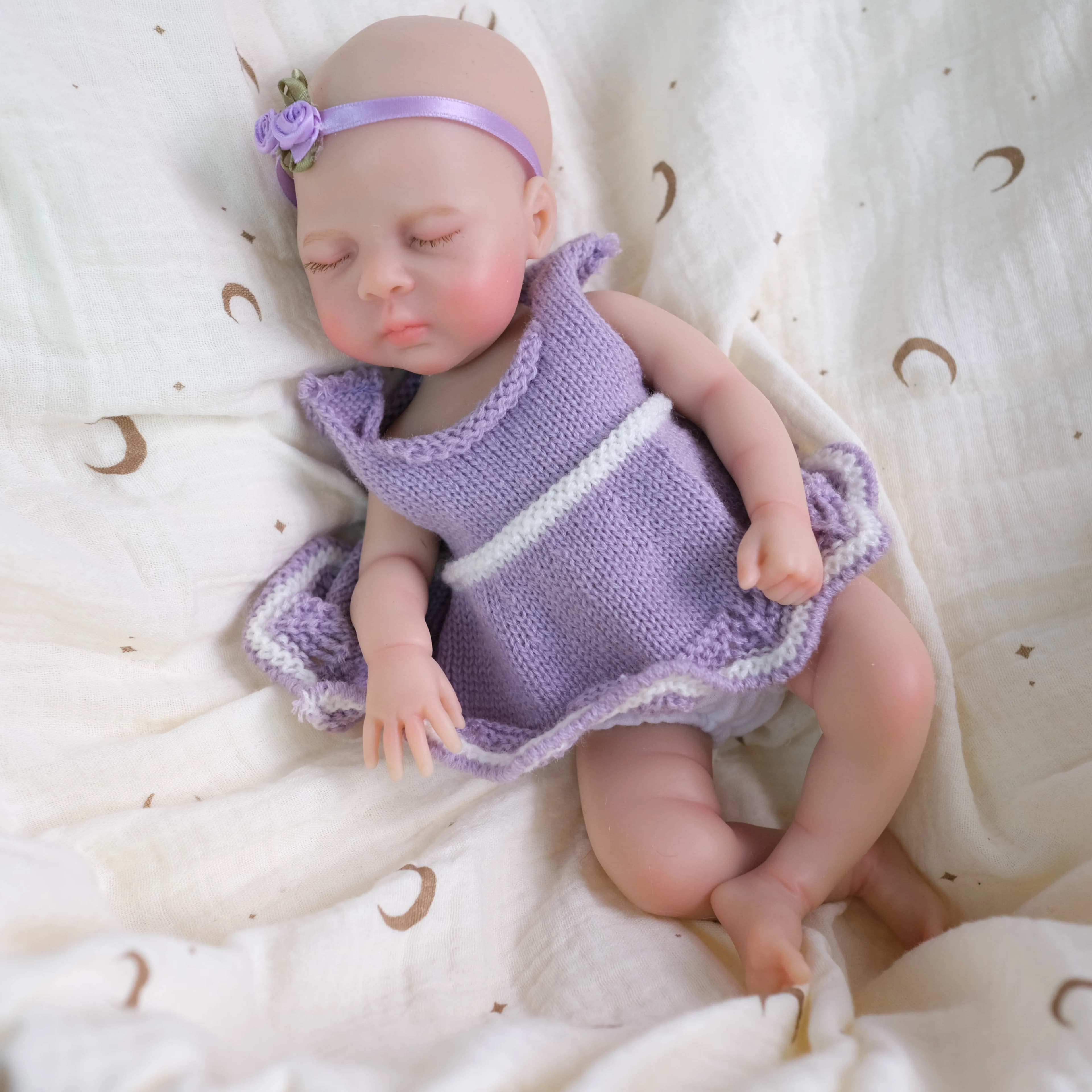 12Inch Luna Handmade Full Body Solid Super Soft Elastic Mini Cute Silicone No Hair Reborn Collectible Art Doll Xmas Gift