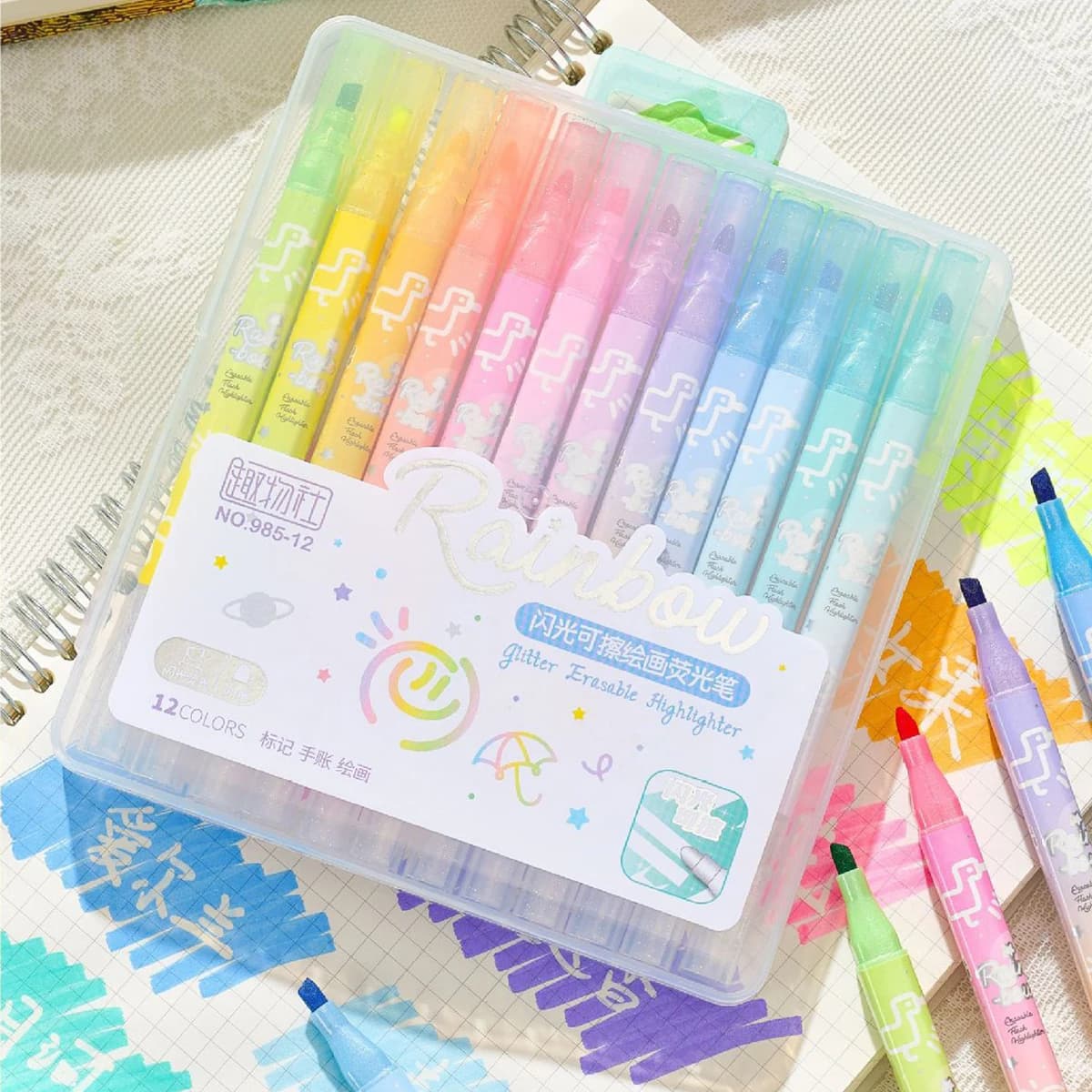 Evidenziatori glitter cancellabili scintillanti e lucenti per pittura, scrapbooking, creazione artigianale fai-da-te, colorazione, pennarelli glitterati